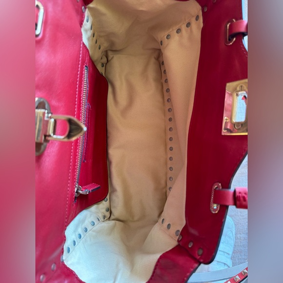 Valentino Garavani, red color leather , two way, rockstud tote. - Picture 6 of 11
